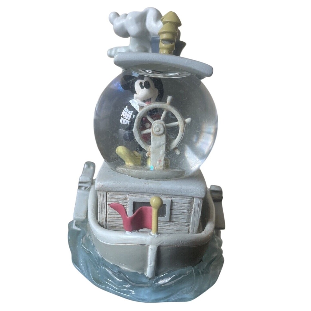 Disney‎ Store Steamboat Willie Mickey Mouse Snow Globe Resin Figurine 5 Inch